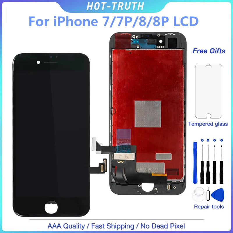 Продажа 5 шт. партия AAAA + качественный ЖК дисплей для Apple iPhone 7 7Plus 8 8Plus экран дисплей 3D сенсорный экран сборка замена без мертвых пикселей