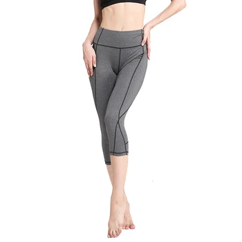

Cropped trousers Thin high waist yoga pants women Breathable running pants Solid color Yoga clothing Sport Leggings Women#A8L6