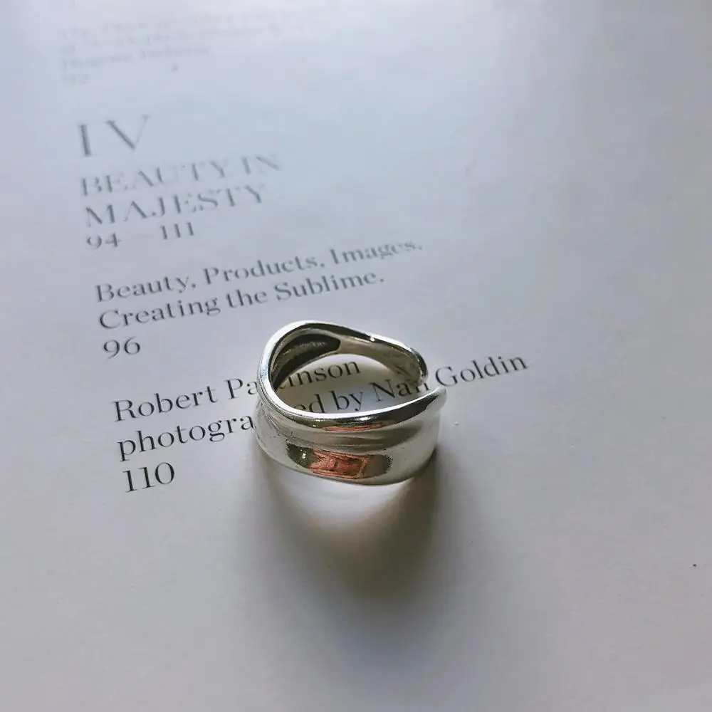 OLOEY,, настоящее 925 пробы, серебряные, открытые кольца для женщин, Япония, Корея, INS, неправильное геометрическое кольцо на палец, ювелирные изделия YMR925
