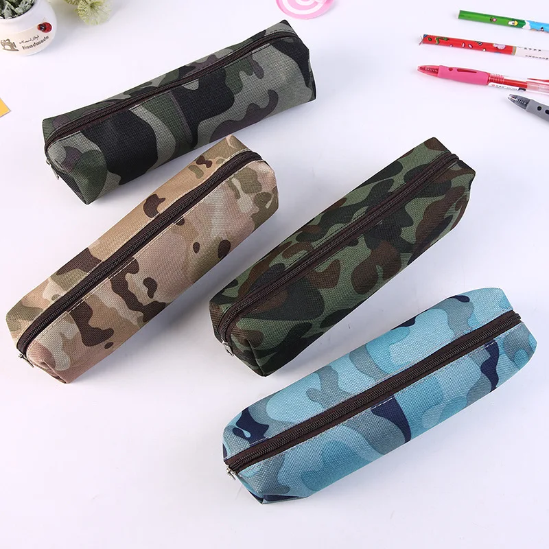 

Camouflage canvas pencil case Large capacity pen case school student stationery box Stationery storage bag gifts for children