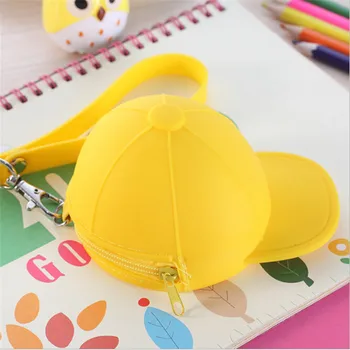 

Cute Cartoon Coin Bag Silicone Key Cases Kids Wallets Candy Color Cap Hat Mini Storage Bag Card Key Money Coin Bag