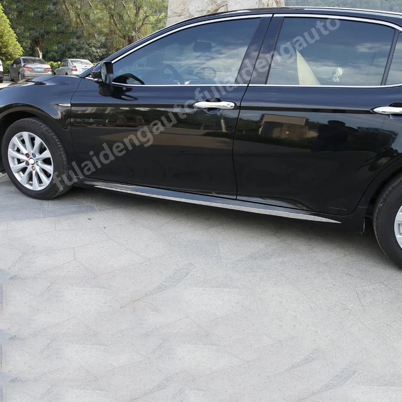 2 шт. для Toyota Camry- боковая юбка из нержавеющей стали защита кузова формовочная накладка автомобильные аксессуары