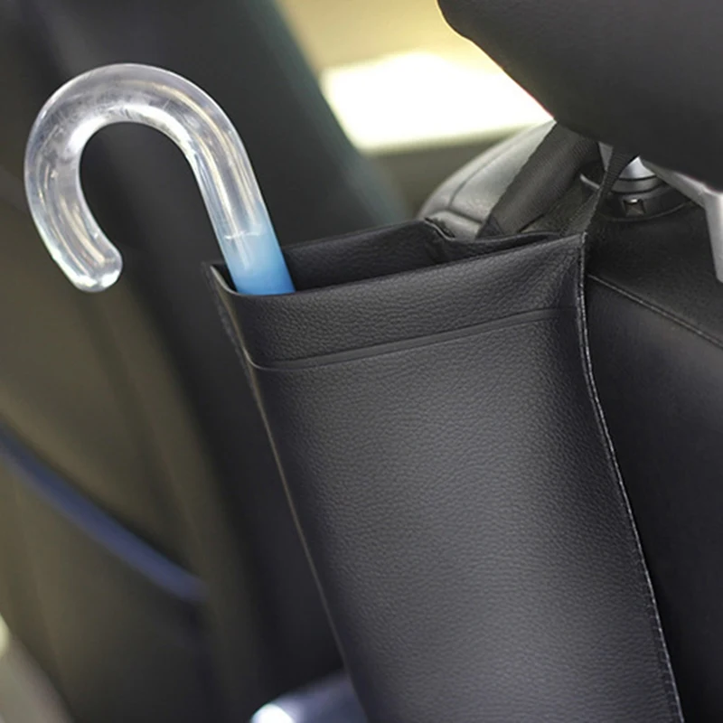 Универсальный держатель зонта на спинку сиденья автомобиля из искусственной кожи, водонепроницаемая сумка для хранения, автомобильные аксессуары, складной держатель зонта с длинной ручкой