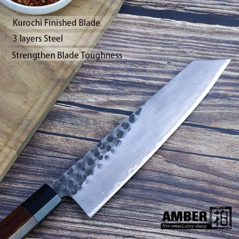 Янтарный японский нож ручной работы Kiritsuke инструменты для готовки шеф повара