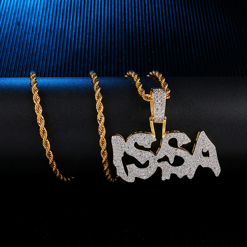 US7 письмо ISSA кулон кубический цирконий микро проложили CZ Bling Iced Out Шарм Ожерелье для мужчин хип-хоп ювелирные изделия