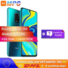 Global Version Xiaomi Redmi Note 9S 64GB 4GB smartphone Snapdragon 720G Octa core 5020 mAh 48MP Quad Camera Note 9 S Mobile Phones Global Version Xiaomi Redmi Note 9S 64GB 4GB smartphone Snapdragon 720G Octa core 5020 mAh 48MP Quad Camera Note 9 S Mobile Phones