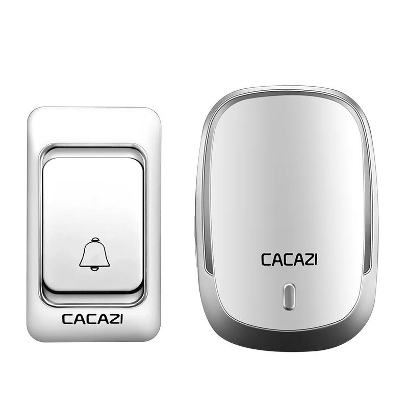 CACAZI умный беспроводной дверной звонок Водонепроницаемый DC на батарейках домашний звонок 200 м Дистанционное беспроводное кольцо 36 колокольчиков 4 уровня - Цвет: 1 button 1 receiver