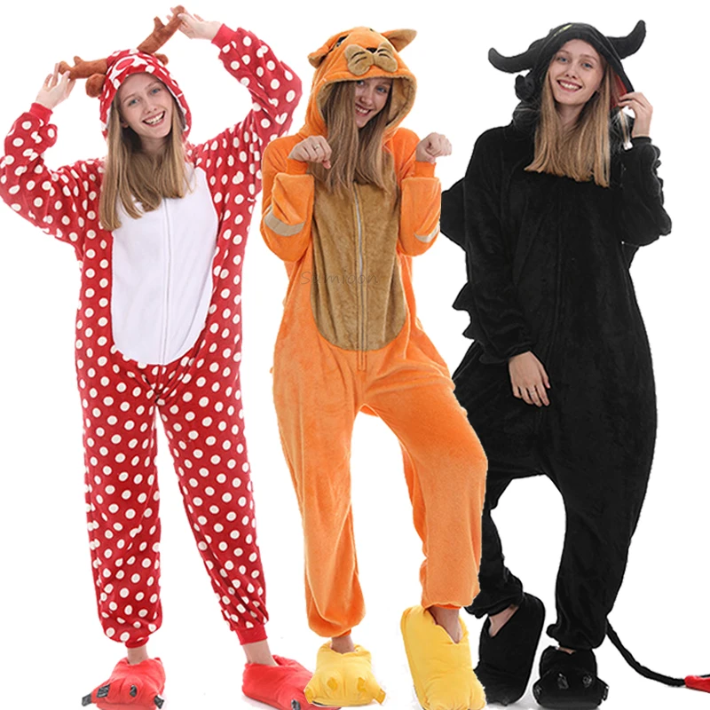 Пижамный комплект Kigurumi в виде единорога женские пижамы животных зимняя