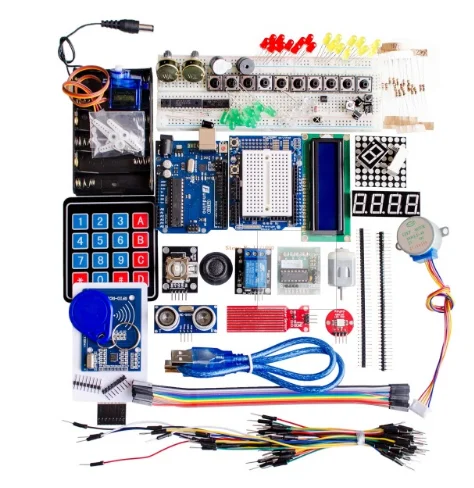 

Starter Kit for arduino Uno R3 Breadboard and holder Step Motor Servo 1602 LCD jumper Wire