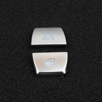 

2*Car Warning Lamp Button Cover Trim Chrome ABS Decals For BMW 5 Series F10 F07 New And High Quality