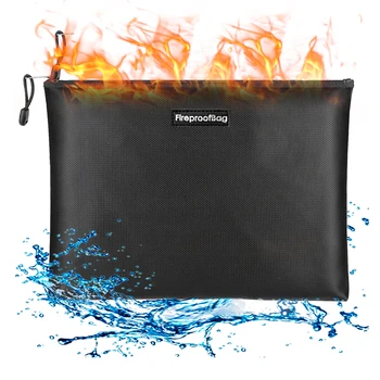 

Fireproof Document Bag A4 Size with Zipper Closure Storage Pouch Silicone Coated Fiberglass Fireproof and Waterproof Money Bag