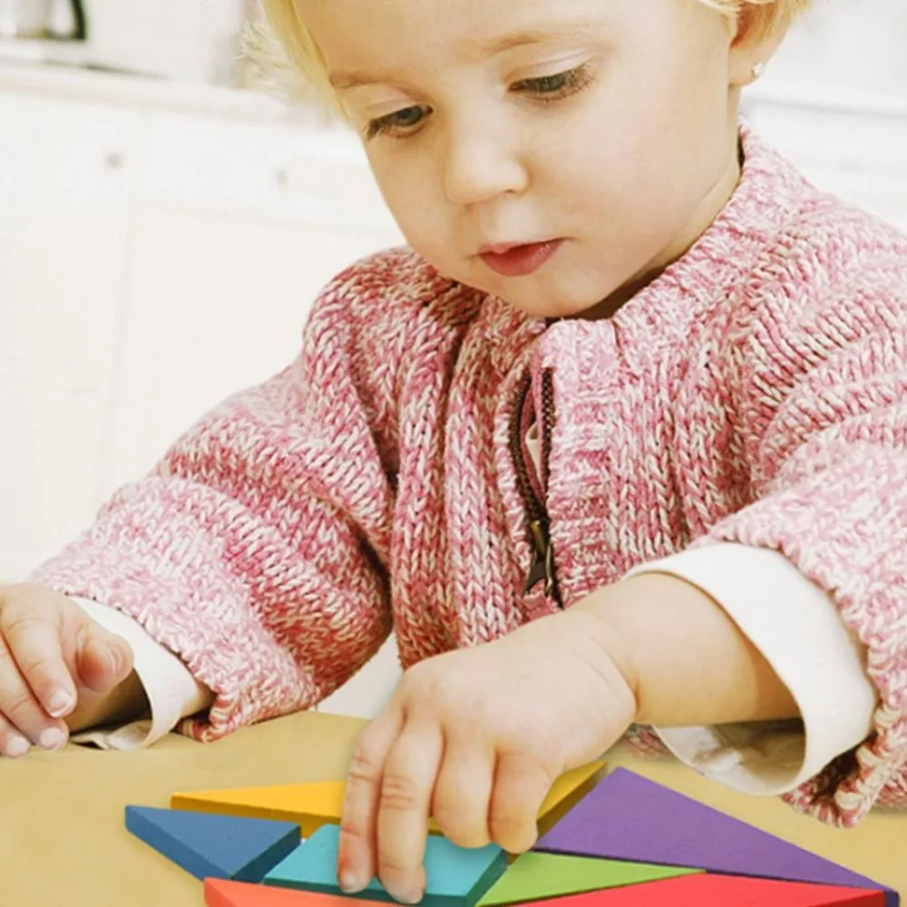 Деревянная IQ игра головоломка умный Tangram Головоломка ребенок игрушка-Танграм Деревянный головоломка