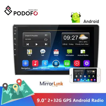 

Podofo 9" Android 2din Car Radio 2+32GB Multimedia Player Audio Stereo Autoradio GPS Bluetooth WIFI Mirrorlink MP5 Player Radio