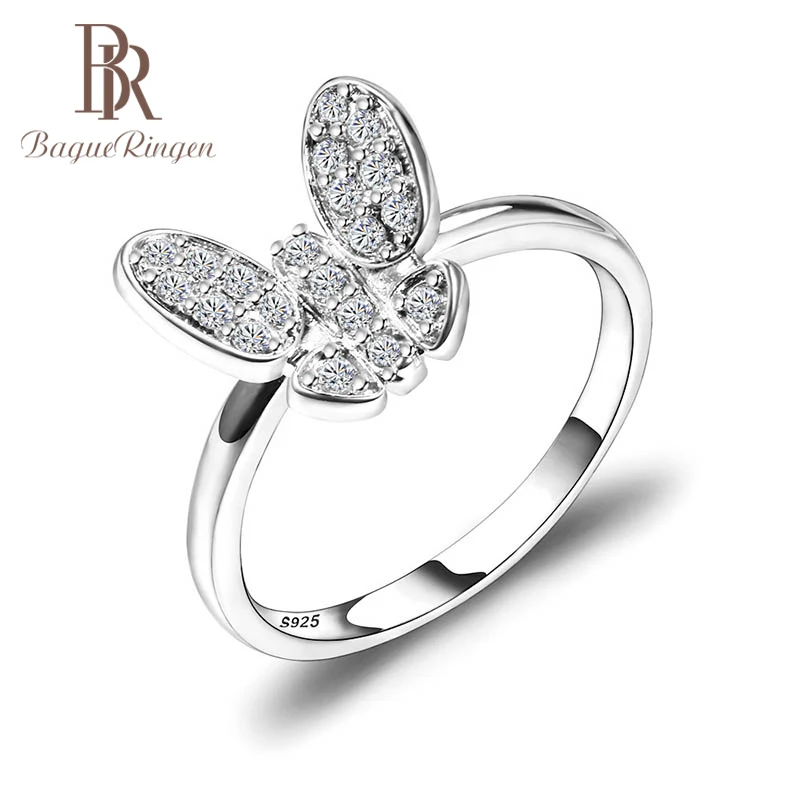 Кольца из серебра Bague Ringen пробы 925 пробы для женщин, хорошее ювелирное изделие, изысканная бабочка, женские темпераментные вечерние кольца для свиданий