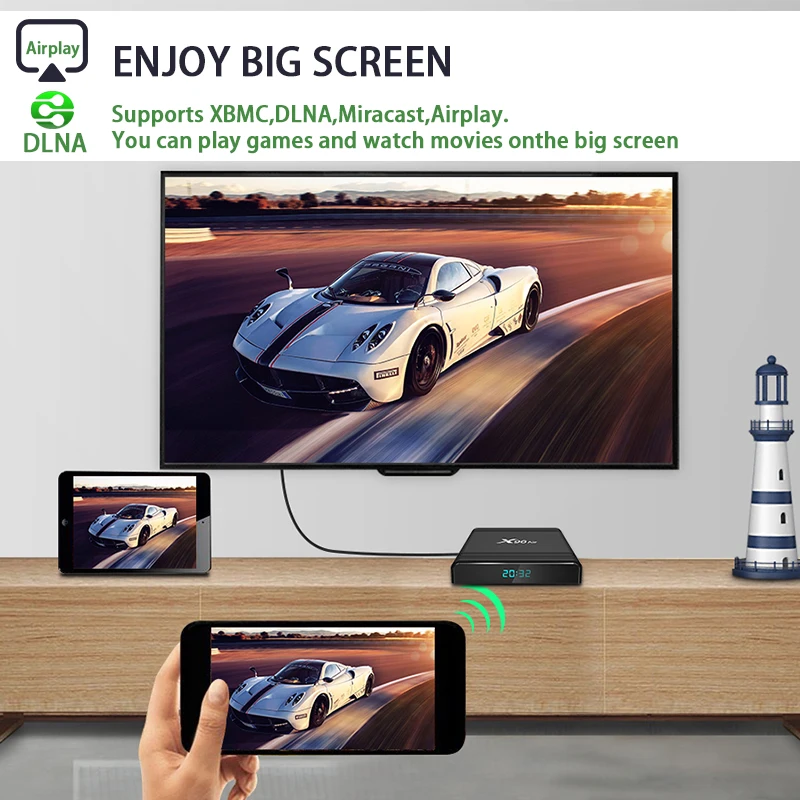 ТВ коробка X96 воздуха Amlogic S905X3 set top tv Box, Wi-Fi, Netflix Media Player голосового помощника Android 9,0 4 Гб 64 Гб оперативной памяти, 32 Гб встроенной памяти, ТВ коробка