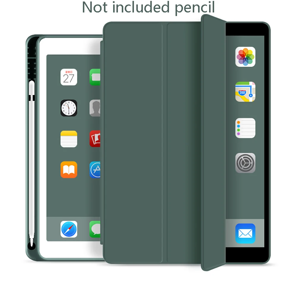 With Pencil Holder Case For iPad AIR 3 10.5 A2153 A2123 A2152 A2154 Soft Silicone PU Smart Cover Auto Wake Protective Shell