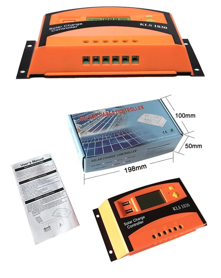 PWM 30A контроллер Pv-регулятор интеллектуальная солнечная панель Авто двойной 24V 12V ЖК-выход