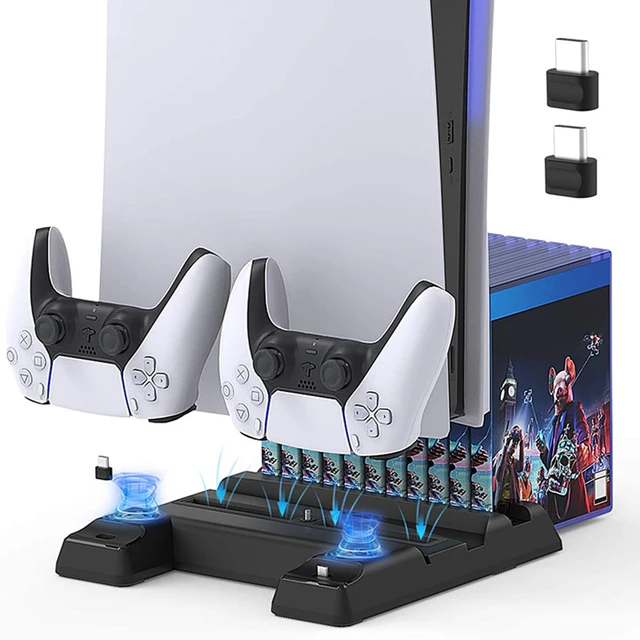 Estación de carga para SONY Playstation 5, accesorios digitales,  controlador Dual, soporte Vertical de refrigeración con ventilador de  refrigeración - AliExpress