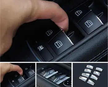 

20sets ABS Window Lift Button Trim Decoration Door Glass Lifting Swift Frame Stickers Emblems for Mercedes Benz A B C E GLA CLA