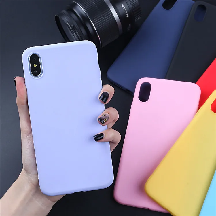 

Cute Solid Colorful Silicone TPT Case For iphone X XR XS Max 6 6S 7 8 Plus X 10 Candy Color Soft Simple Fashion Phone Case