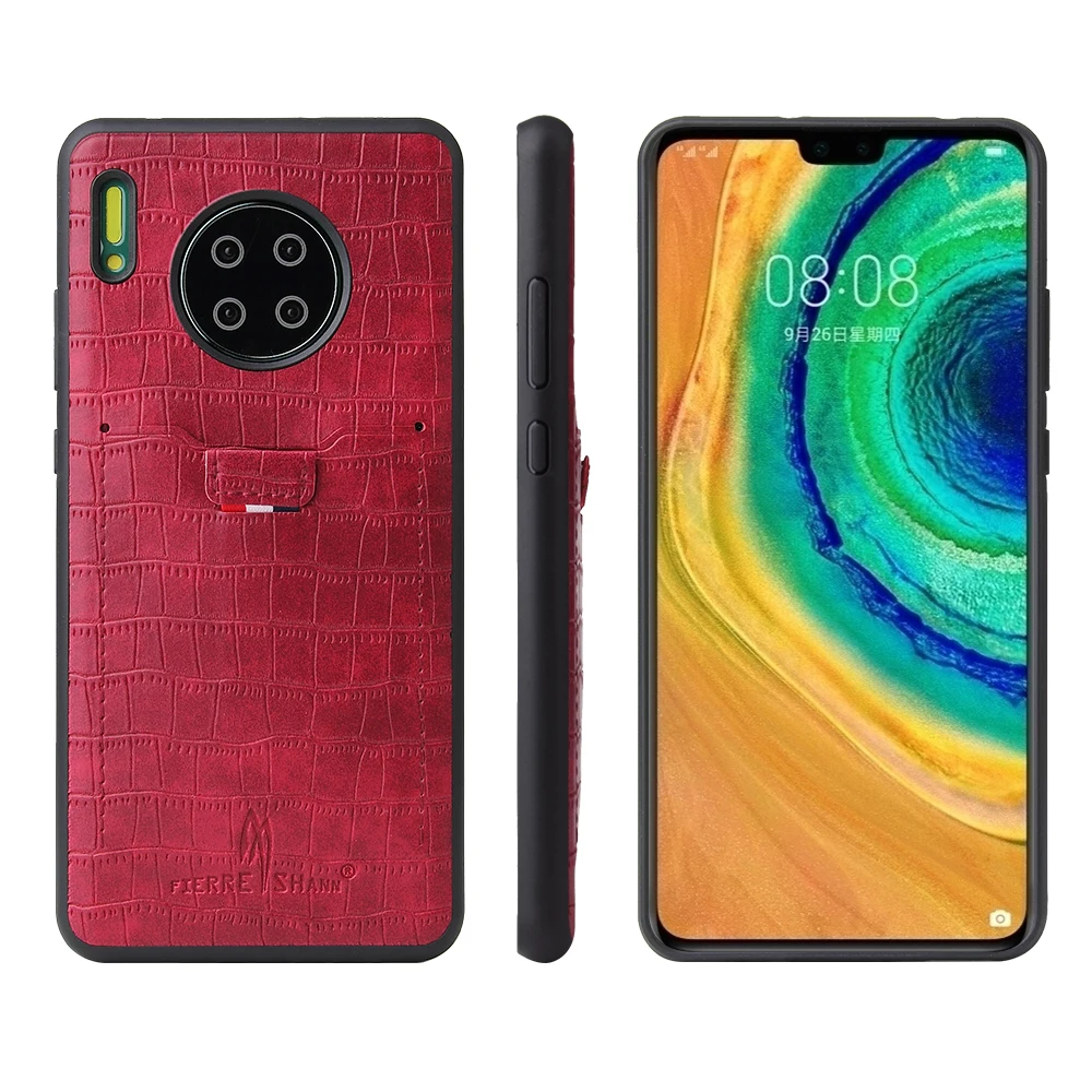 Модный чехол из искусственной кожи с крокодиловым узором для huawei mate 30 pro mate 30 Чехол для задней панели сотового телефона с отделением для карт - Цвет: Red