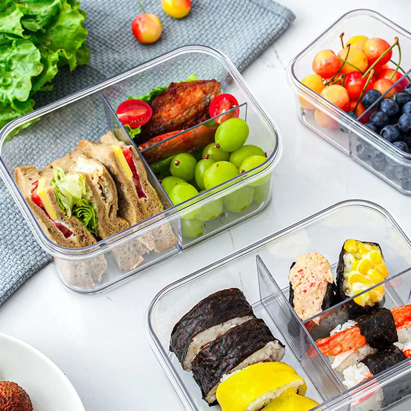 METKA Glass Lunch Box with Compartments Bento Box Food Storage Containers  with Lids,Salad Box, Refrigerator Crisper for Vegetabl - AliExpress