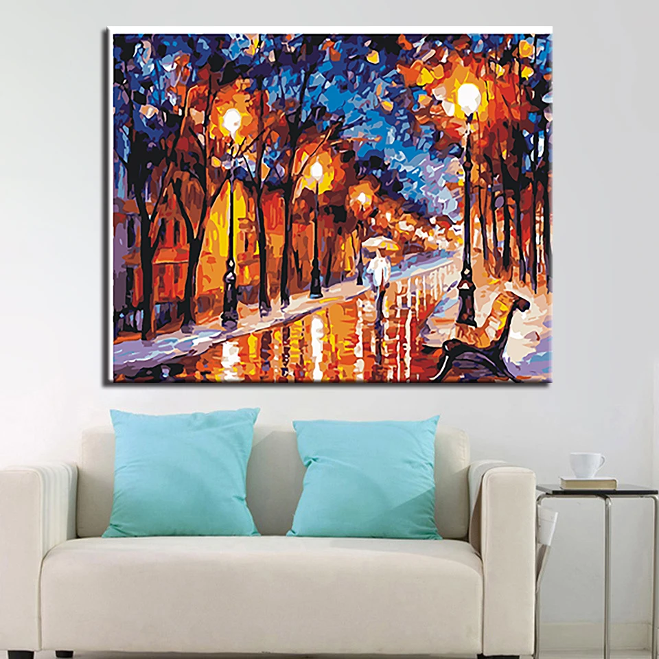 

The lights are dim DIY Painting By Numbers Kits Calligraphy Painting Acrylic Paint By Number For Home Decoration A work of art