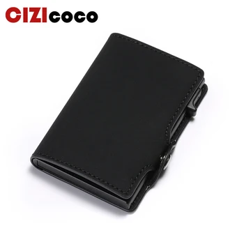 

New Pu Leather Card Holder Men Rifd Wallet Blocking Protection Men Id Credit Card Holder Metal Aluminum Women Purse
