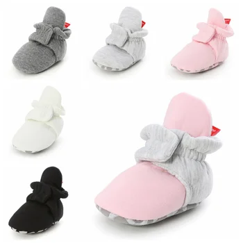 

Cotton Comfort Toddler First Walkers Soft Anti-slip Newborn Booties Baby Socks Shoes Boy Girl Stripe Gingham Infant Crib Shoes