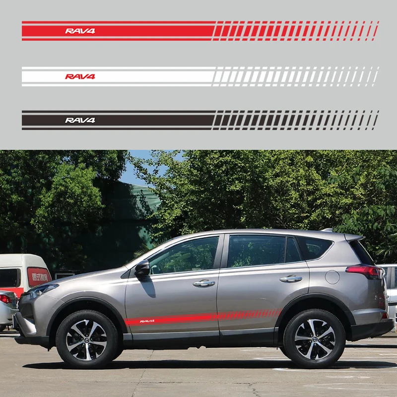 2 шт авто гоночные спортивные длинные полосатые наклейки для Toyota RAV4 RAV 4 боковые виниловые наклейки автомобильные аксессуары