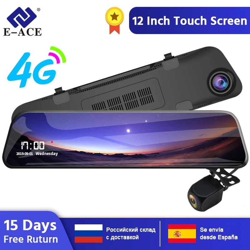 

E-ACE D14 Car Dvr 12 Inch Streaming Rear View Mirror 4G Android GPS Navigation Dash Cam FHD 1080P ADAS Wifi Auto Registrar