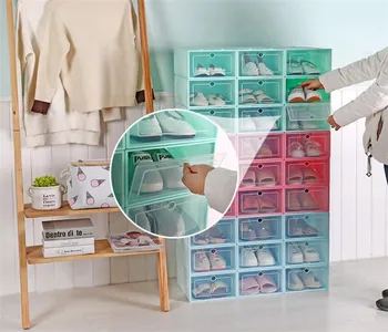 

3Pcs Shoe Box Case Transparent Plastic Shoe Boxes Stackable Box Storage Box Shoe Storage Organizer