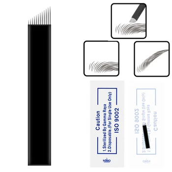 

200 Pieces 0.16mm Black Bevel 12pin 12U 14U 18U 18pin Microblading Blade Permanent Make-Up Manual pen Eyebrow Tattoo Needles