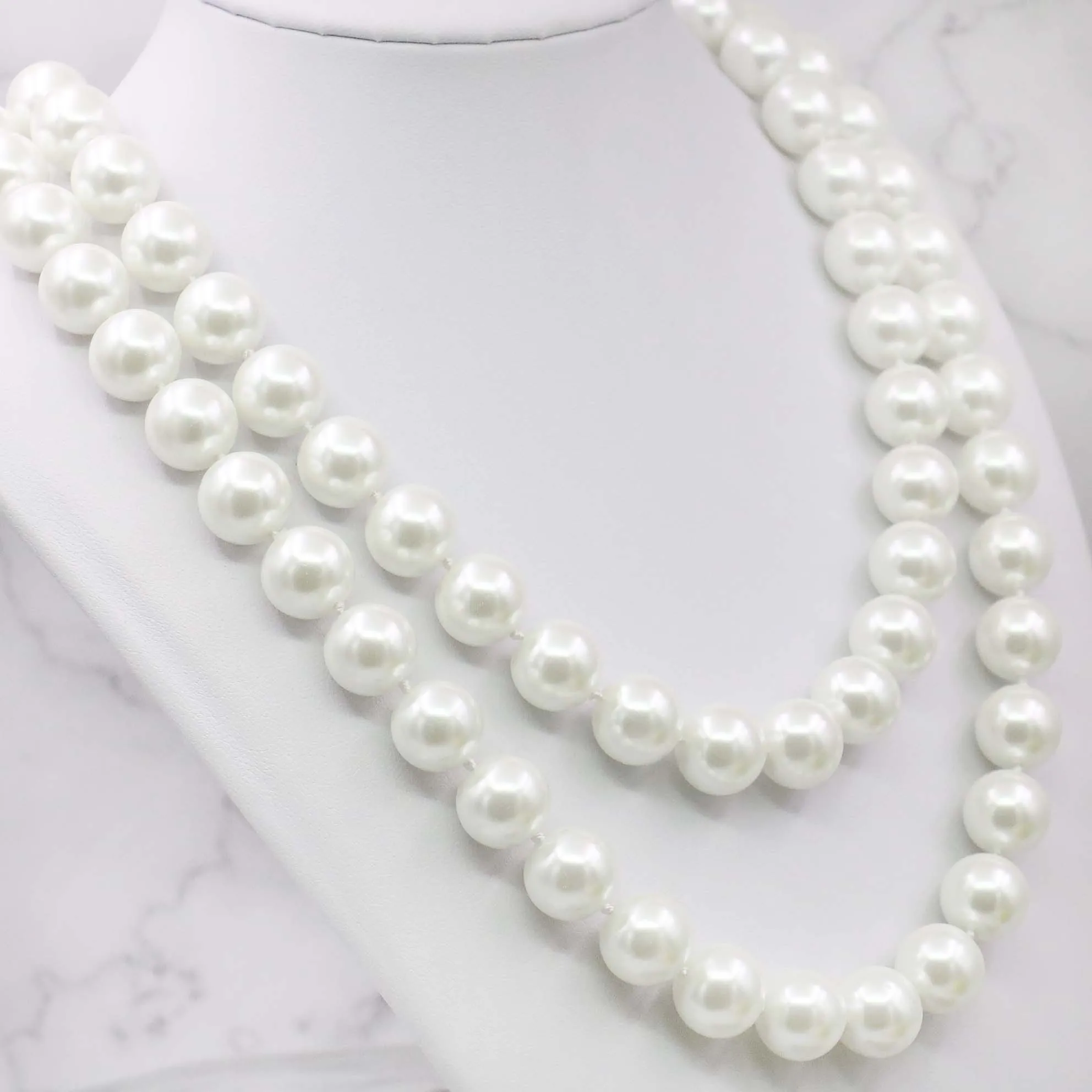 Pretty Huge 12mm South Sea White Shell Pearl Round Beads Necklace 18" 