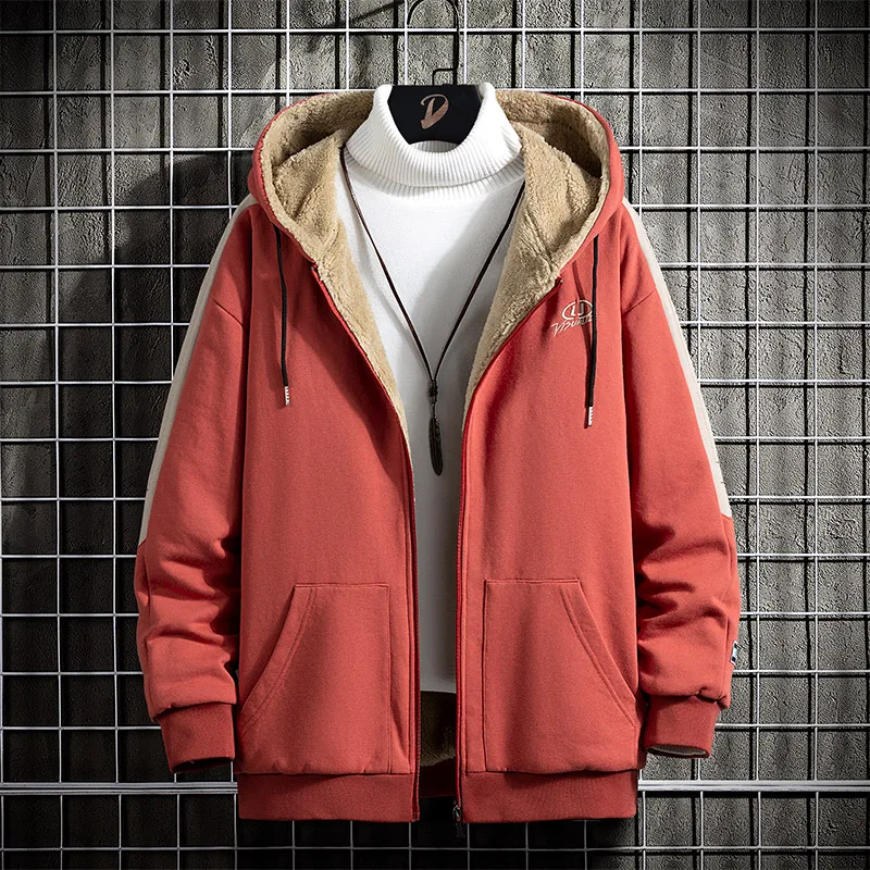 

Winter Wool Jacket Men Streetwear 2021 Brand New Thick Warm Coats Men Hooded Zipper Bomber Jacket Male Letter Print Coat