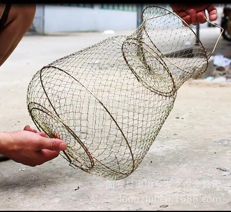 Металлическая складная корзина для рыбы из стальной проволоки, рыболовные аксессуары, рыболовные снасти