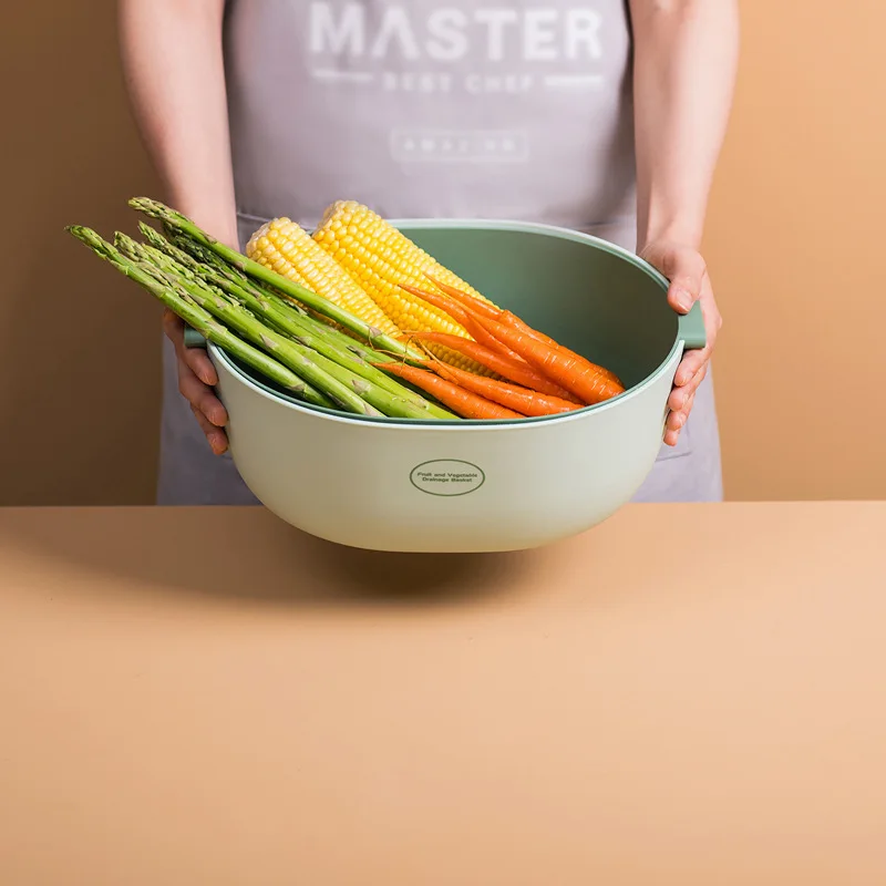 Высококачественная модная корзина с двойным сливом миска для мытья кухонного сита лапша овощи корзина для хранения фруктов