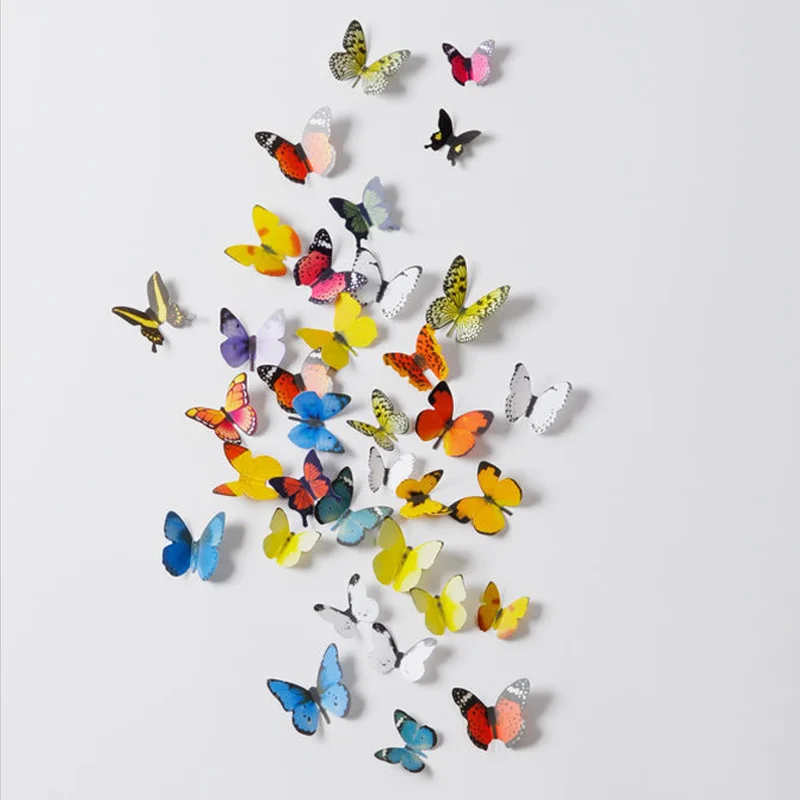 18PCS 3D Effect Crystal Butterflies Wall Sticker Beautiful Butterfly for Kids Room Decals on The Home Decoration | Дом и сад