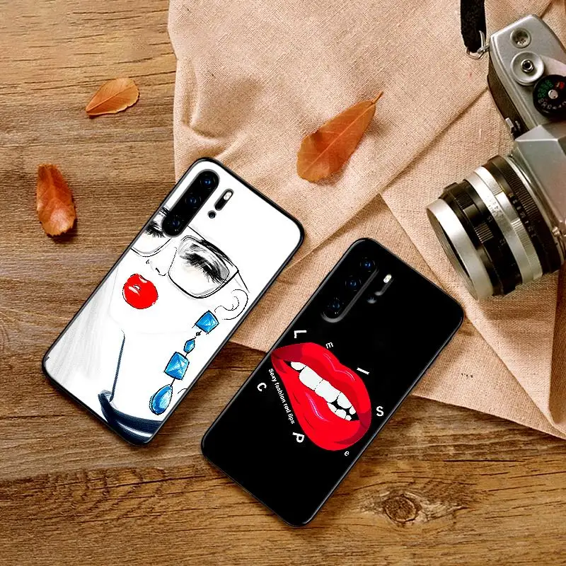 Сексуальная девушка в виде красных губ чехол для HuaweiY9 Prime 2019 Коврики 10 20 Pro Nova2 3 4 Lite