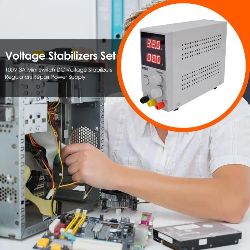 100V 3A Adjustable Digital DC Power Supply Laboratory Switching Voltage Regulator Laptop Phone Repair Rework Tool