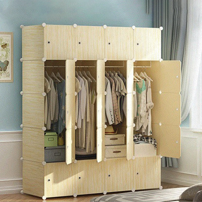 

B Simple wardrobe economical assembly plastic single imitation wood grain simple modern home wardrobe dormitory cabinet