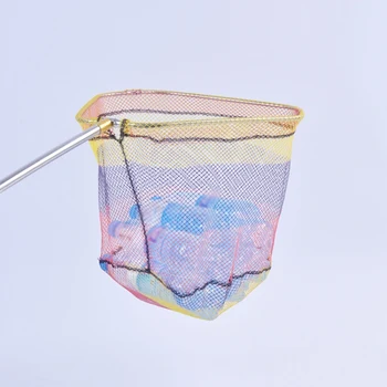 

Fishing Landing Hand Net Folding Triangle Stainless Steel Frame Colorful Nylon Mesh Net Fishing Hand Net Head Fish Brail Net