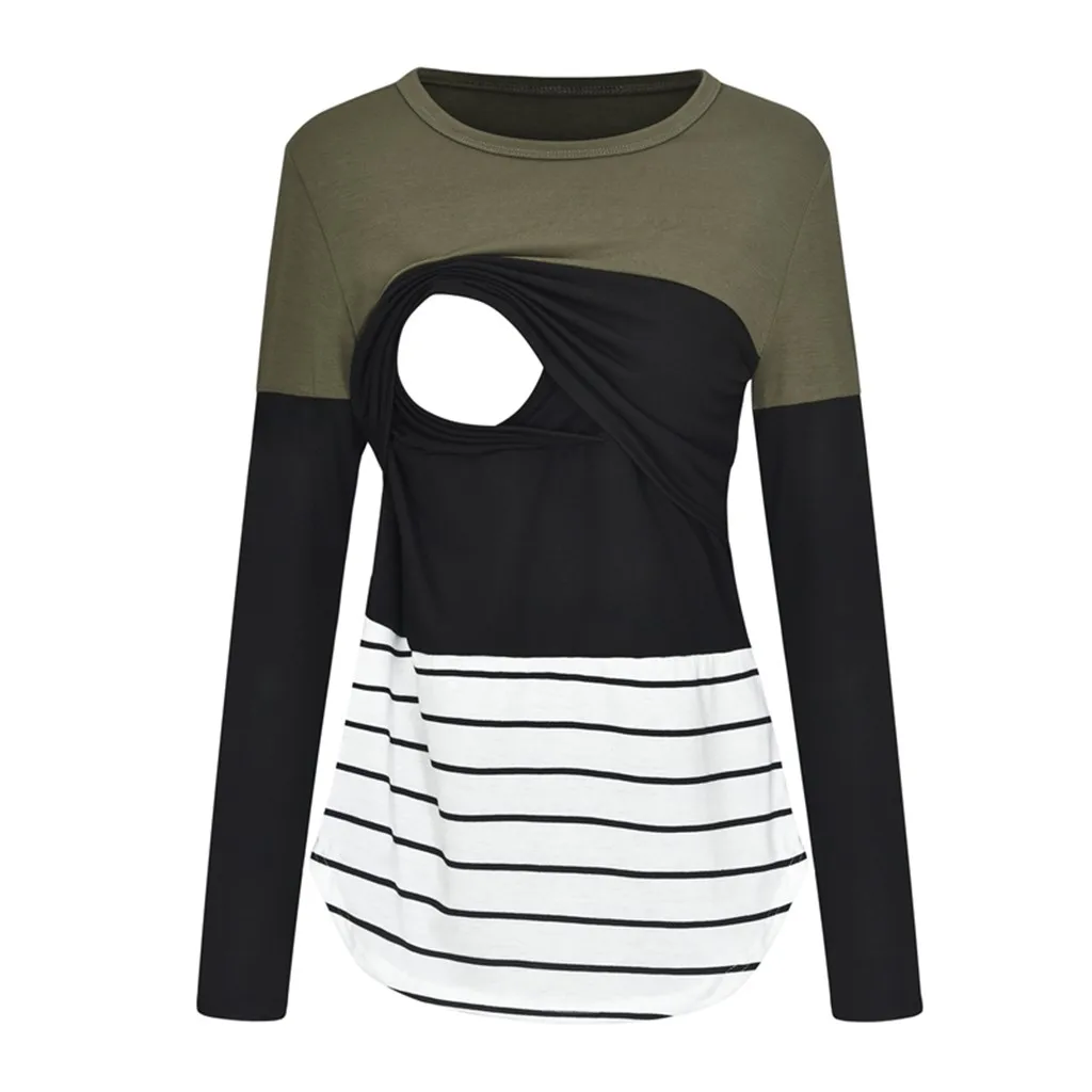 Maternity clothes Women Maternity Long Sleeve Striped Nursing Tops T-shirt For Breastfeeding Hot sale L500921 - Цвет: AG