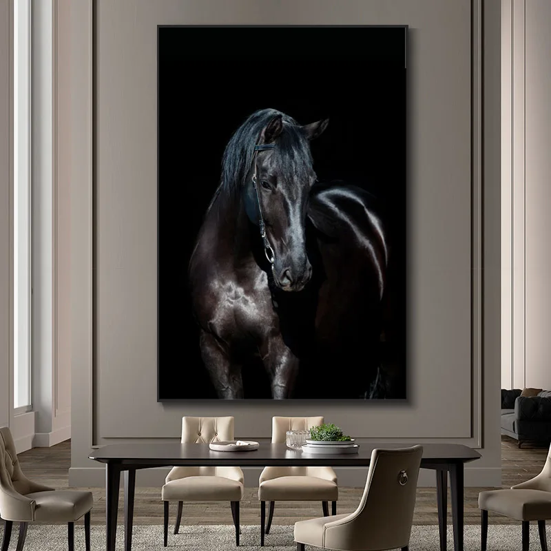 Современные животные холст картины прыжки крутая лошадь черно-белые принты плакаты настенные художественные картины для гостиной домашний декор