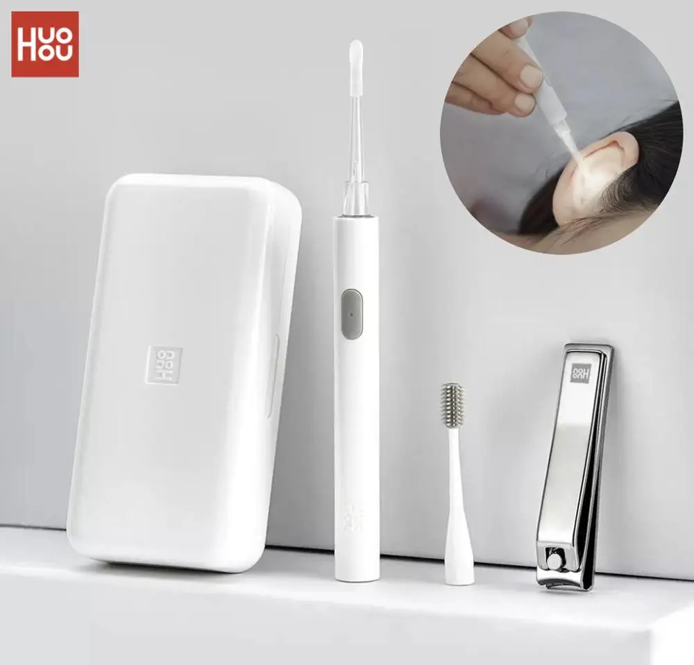 HUOHOU Portable LED Flashlight Ear Cleaner Set Mini Cleaning Earpick Wax Remover Spoon Nail Chipper For Baby | Электроника