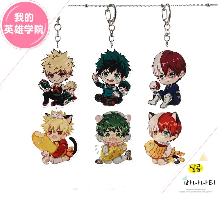 Аниме My Hero Academy брелок Midoriya Izuku Todoroki Shouto Bakugou Katsuki акриловый брелок рюкзак аксессуары кулон