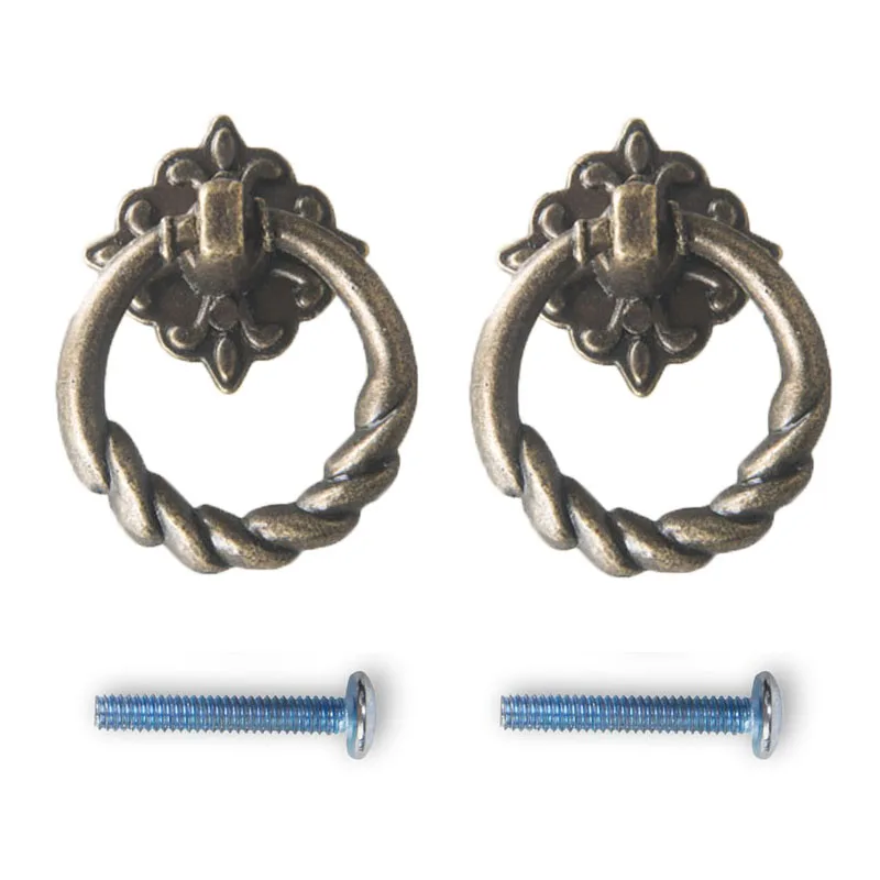 2pcs Vintage Cabinet Drawer Dresser Cupboard Door Drop Ring Pull