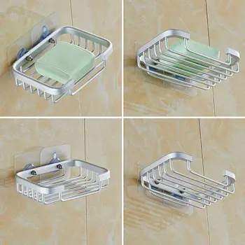 

Creative Space aluminum drain soap holder creative bathroom free punch soap box bathroom soap holder Mesh bag drain type