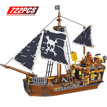 

722Pcs Building Blocks Set Designer Creator Pirate Boat Ship Technic City Navigation Creator Expert Toy Gift for Kids