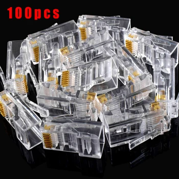 

Units RJ45 Connector 6U Pass Via Ethernet Network Cable Module Plug Crystal Head RJ45 Connectors Modular Plug Pass Through